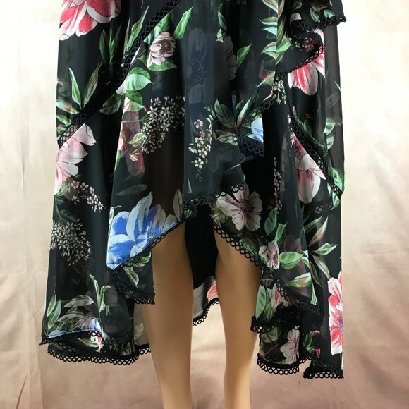 TAYLOR Floral Chiffon Asymmetrical Ruffle Dress Size 4 - Picture 4 of 8